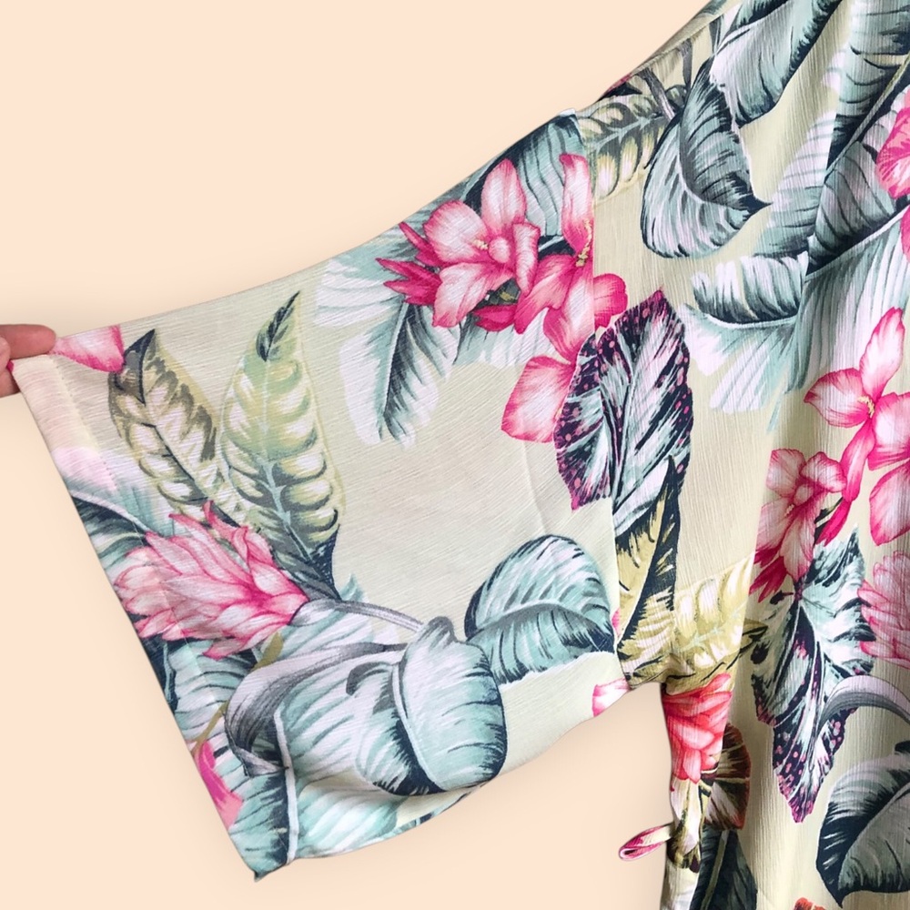 Lilac + London NEW Print Kimono Wrapper Robe Retro Botanical Women’s Plus 3X - Picture 5 of 15